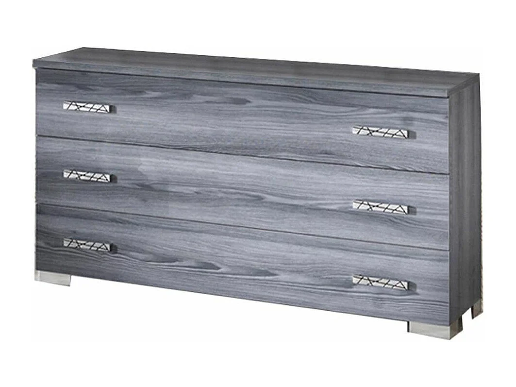 Ladekast met 3 grote grijze eiken laden Nikoza 116 cm