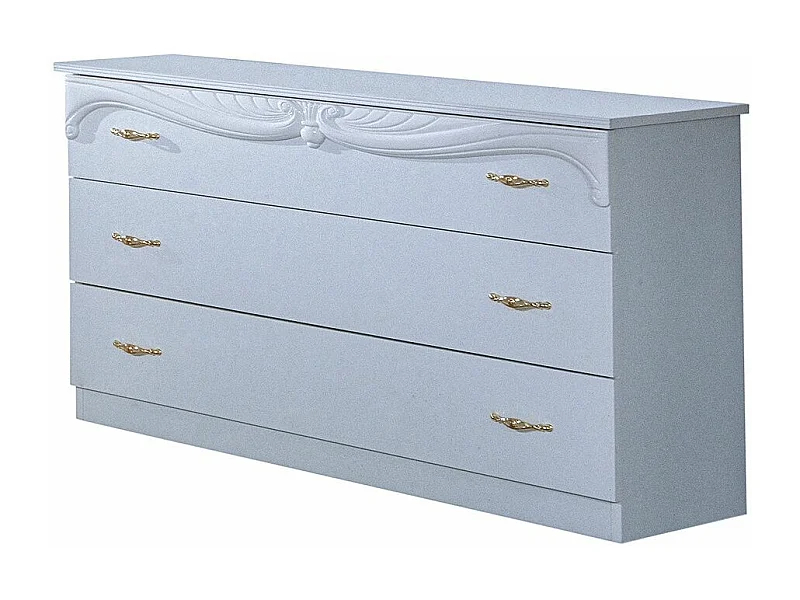 Barokke ladekast met 6 laden in wit glanzend hout Venize 168 cm