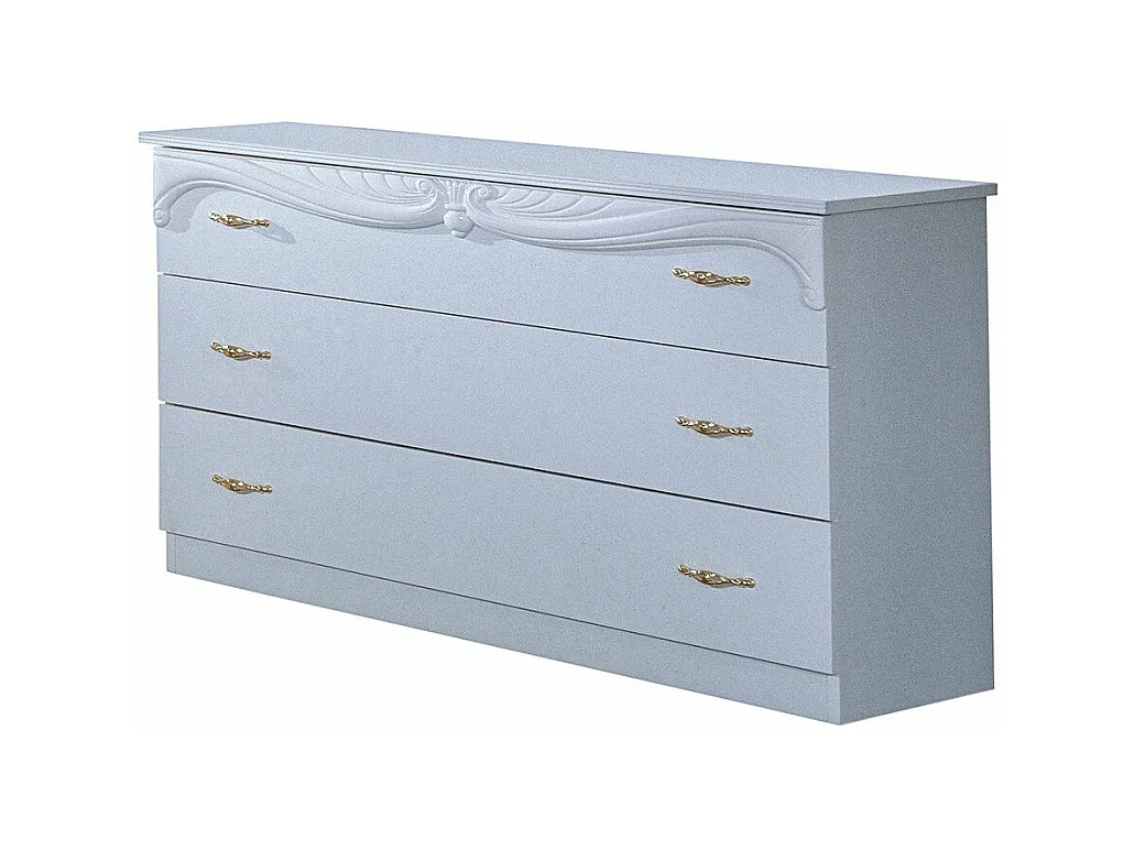 Commode 6 tiroirs baroque bois brillant blanc Venize 168cm