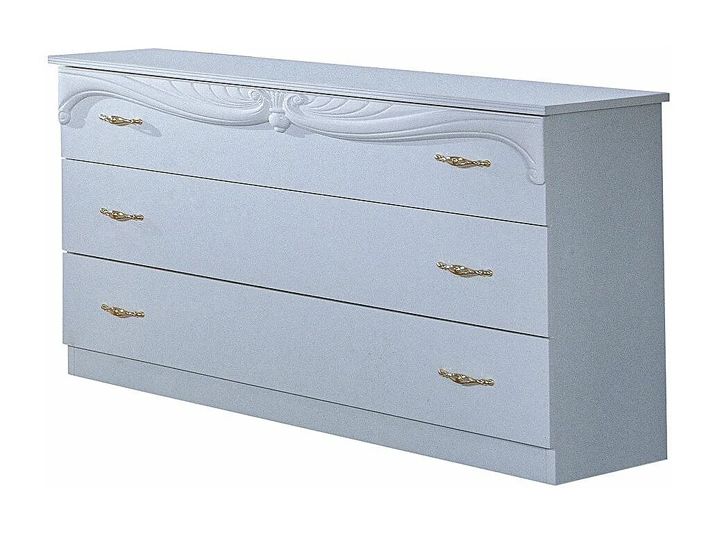 Commode 6 tiroirs baroque bois brillant blanc Venize 168cm