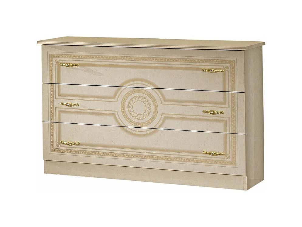 Commode 3 grands tiroirs laqué beige Soraya 116cm