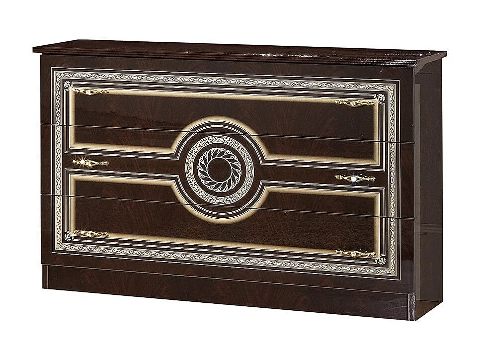 Commode 3 grands tiroirs laqué acajou Soraya 116cm