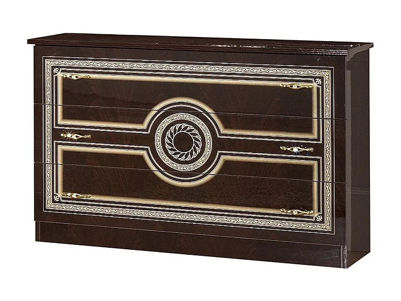 Commode 3 grands tiroirs laqué acajou Soraya 116cm