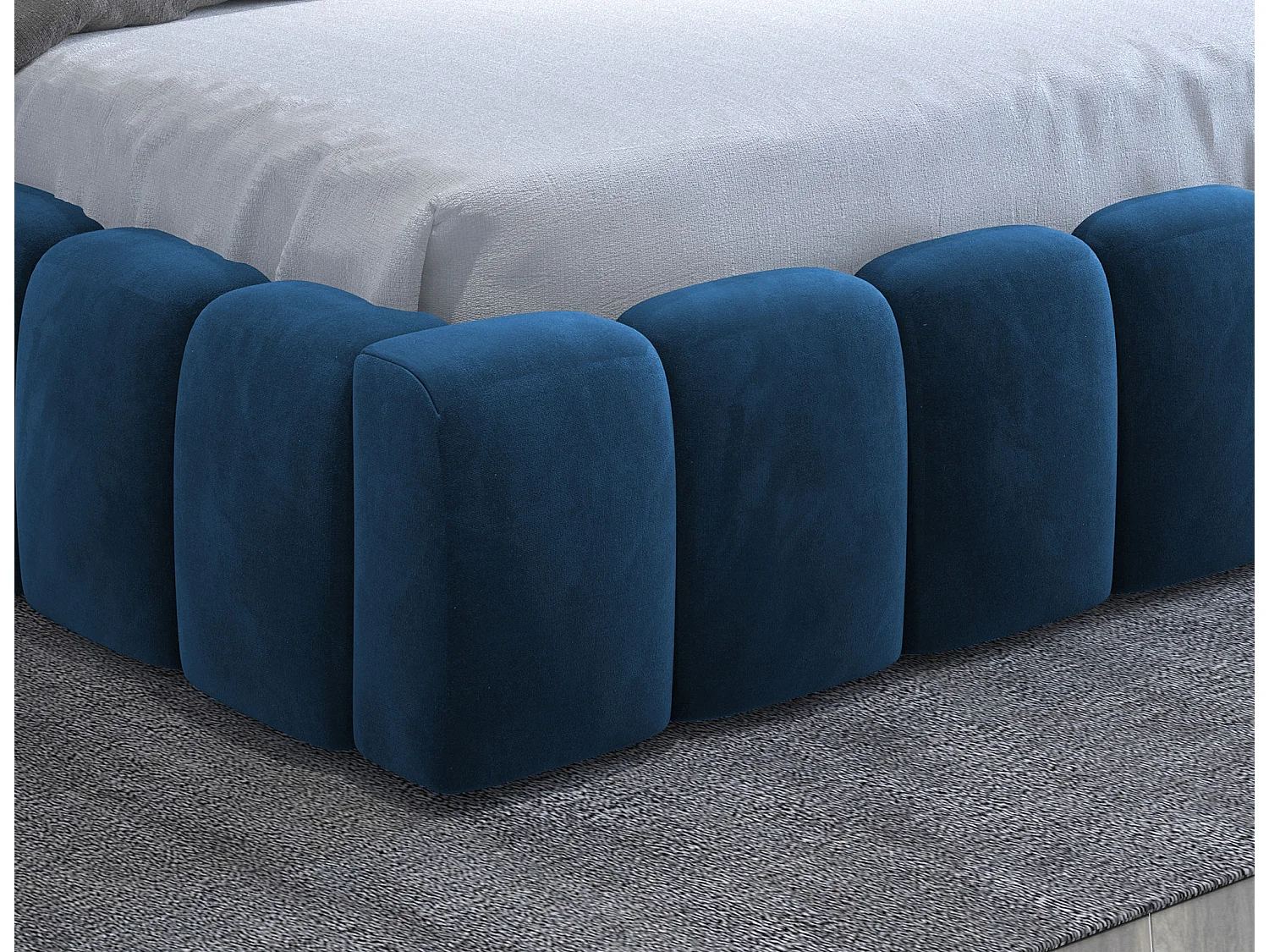 Lit coffre Luto prestige - Design tapissé velours et Led-Couleur Bleu pétrole-180x200