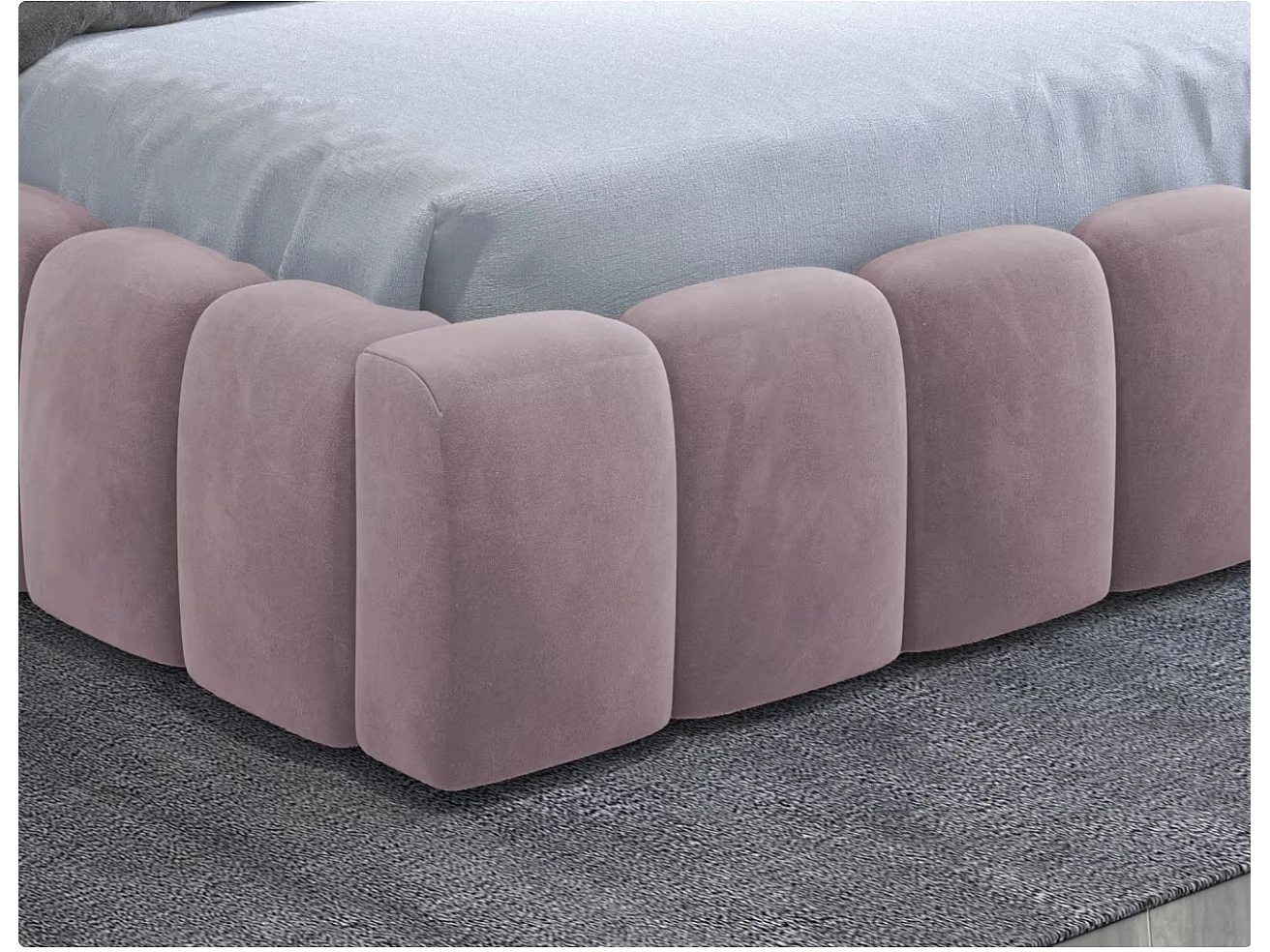 Lit coffre Luto prestige - Design tapissé velours et Led-Couleur Rose clair-140x200