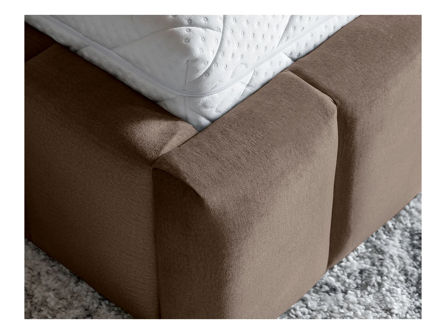 Lit coffre Luto prestige - Design tapissé velours et Led-Couleur Marron clair-140x200