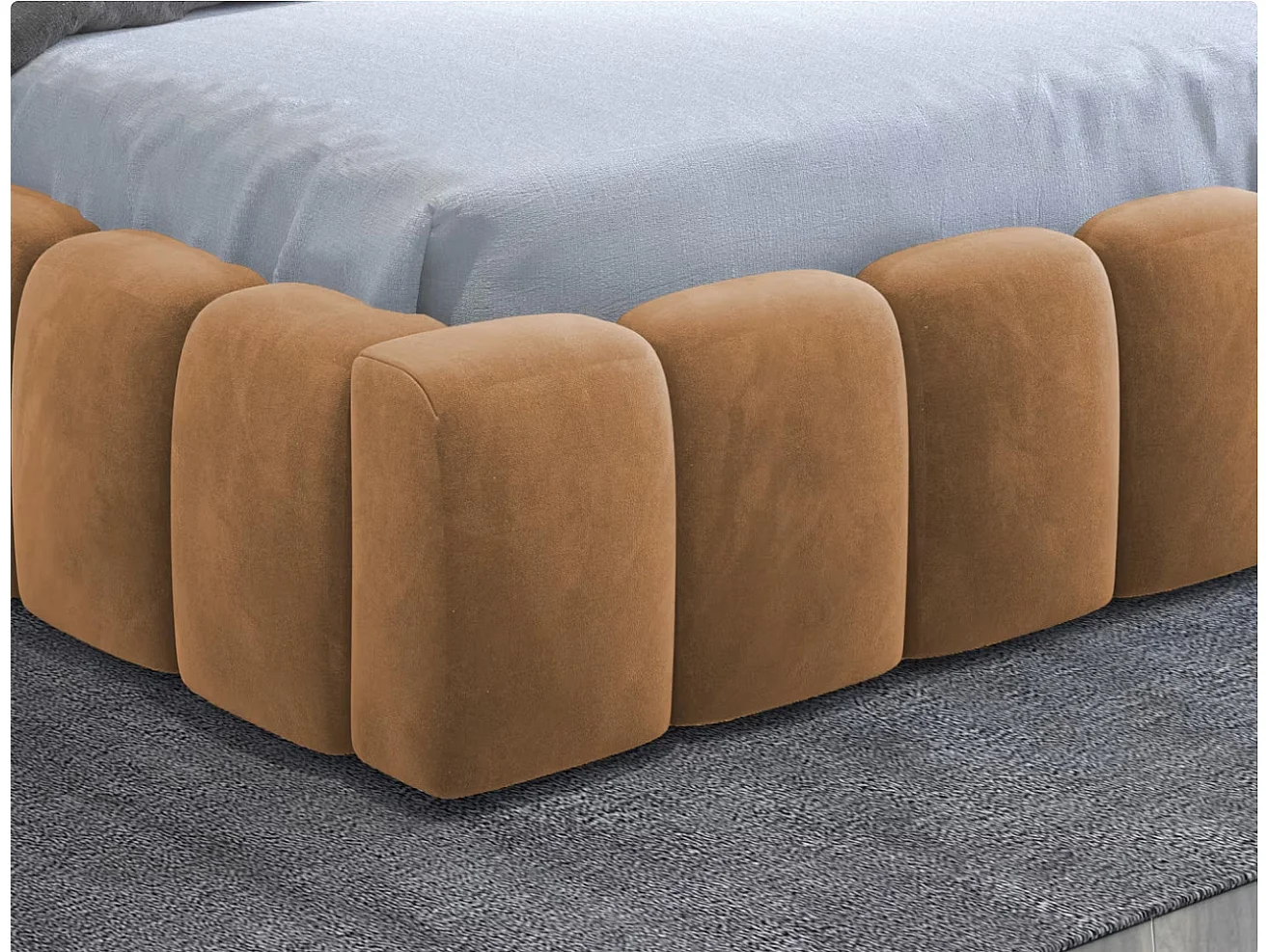 Lit coffre Luto prestige - Design tapissé velours et Led-Couleur Jaune chamoix-180x200