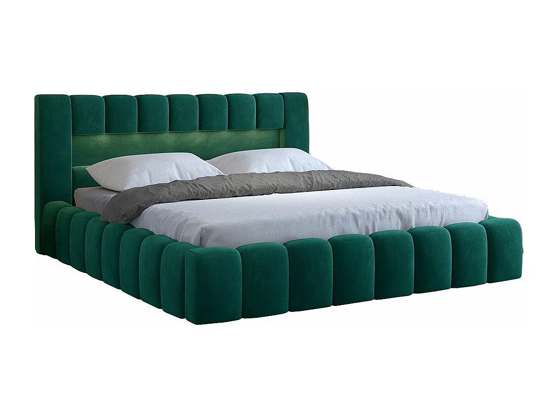 Lit design avec coffre tapissé velours Luto-Couleur Vert épinard-90x200