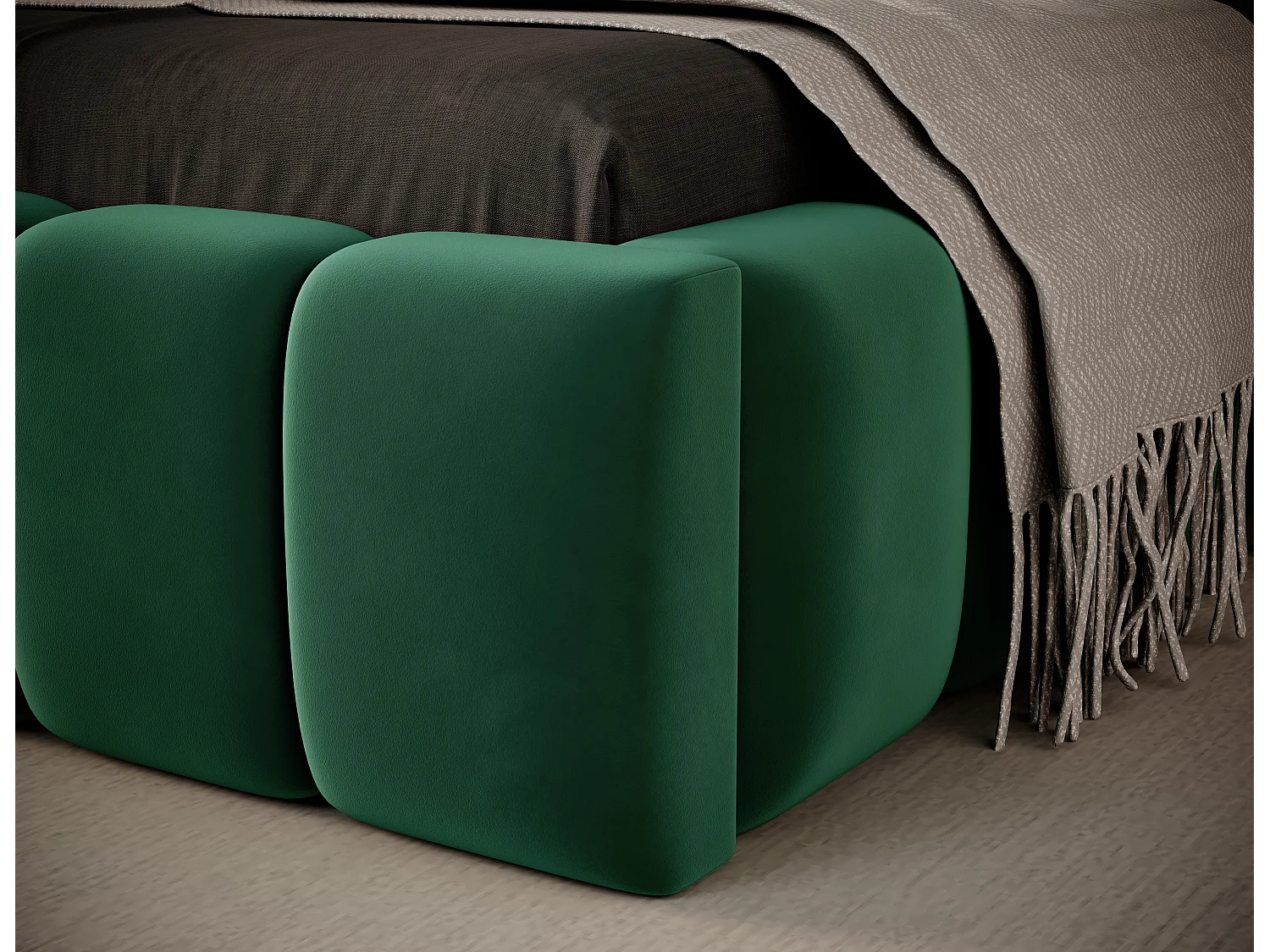 Lit design avec coffre tapissé velours Luto-Couleur Vert épinard-90x200