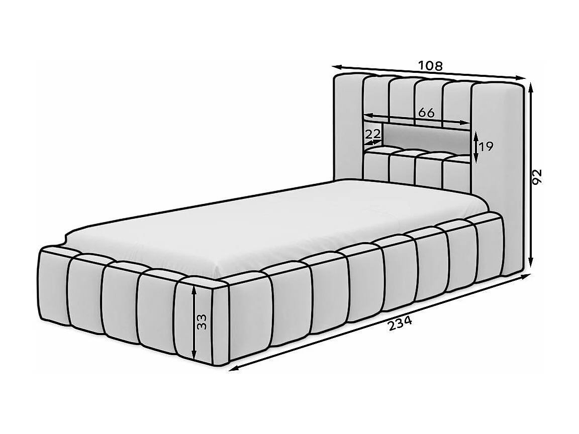 Lit design avec coffre tapissé velours Luto-Couleur Vert épinard-90x200