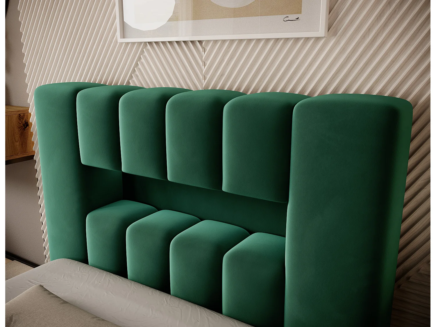 Lit design avec coffre tapissé velours Luto-Couleur Vert épinard-90x200