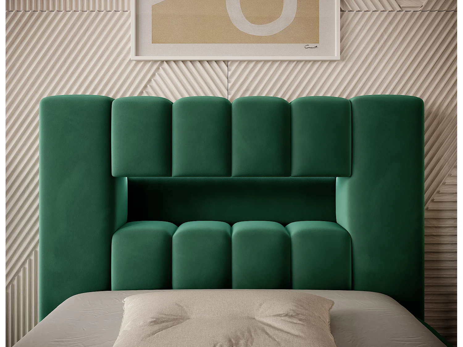Lit design avec coffre tapissé velours Luto-Couleur Vert épinard-90x200