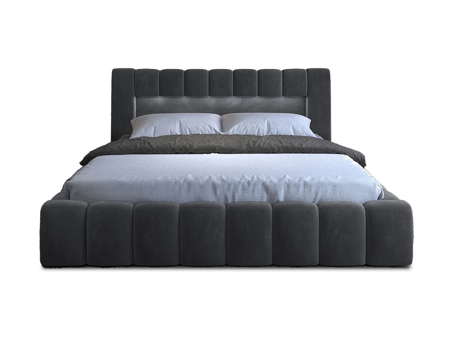 Lit coffre Luto prestige - Design tapissé velours et Led-Couleur Jaune chamoix-160x200