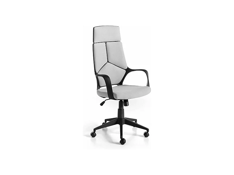 Fauteuil de bureau réglable tissu et pieds acier gris Caro