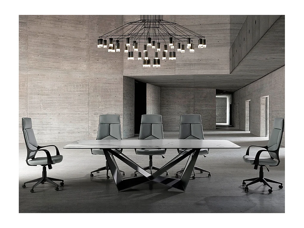 Fauteuil de bureau réglable tissu et pieds acier gris Caro