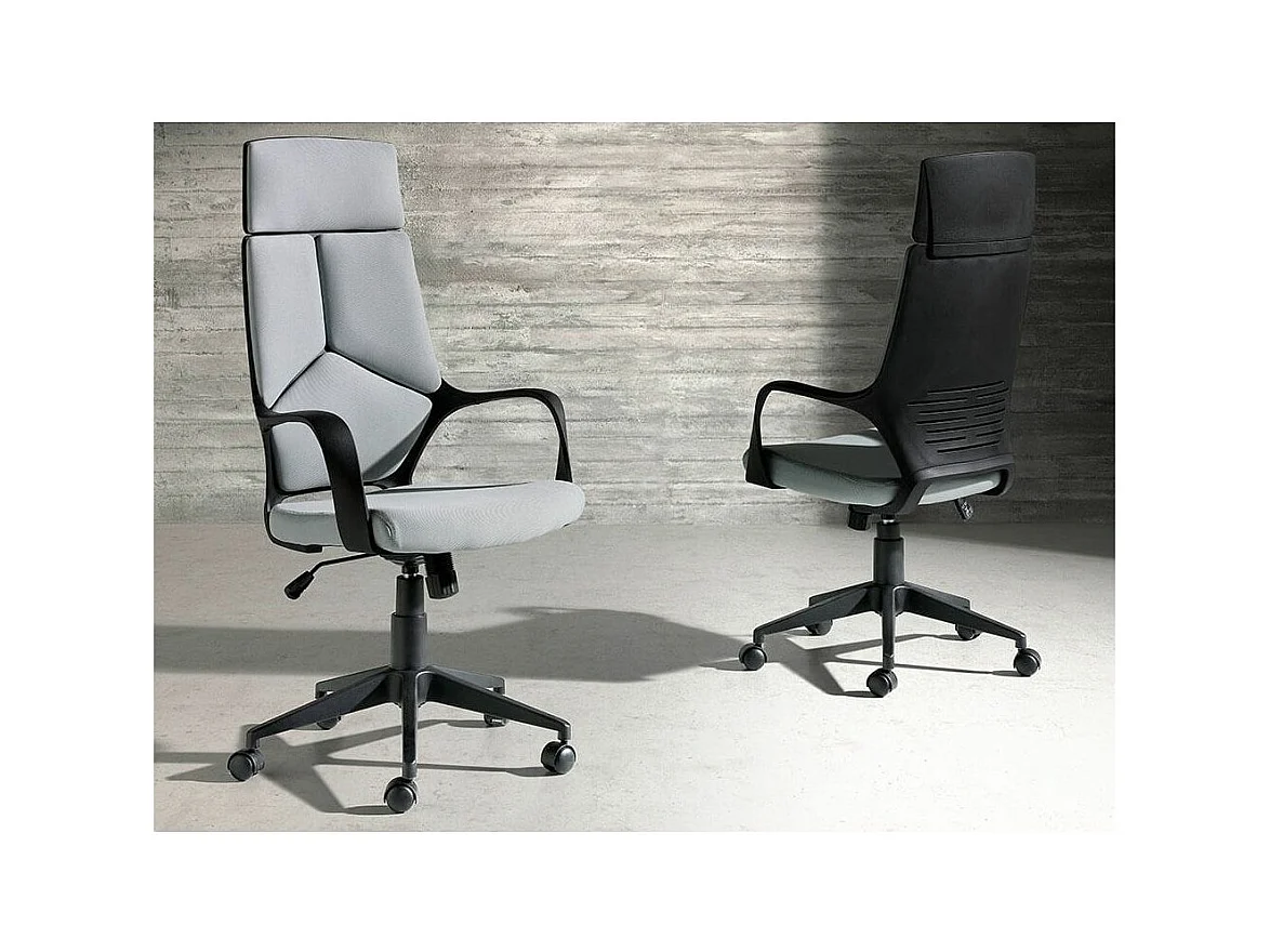 Fauteuil de bureau réglable tissu et pieds acier gris Caro