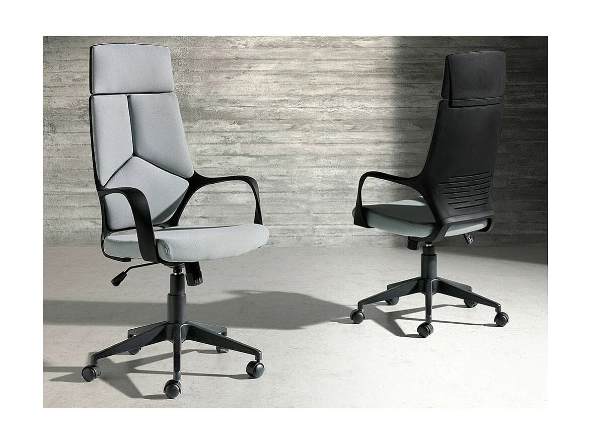 Fauteuil de bureau réglable tissu et pieds acier gris Caro