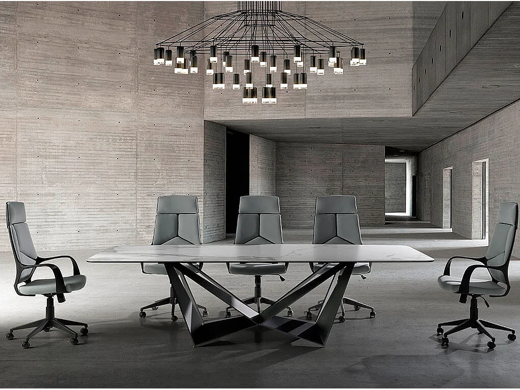 Fauteuil de bureau réglable tissu et pieds acier gris Caro