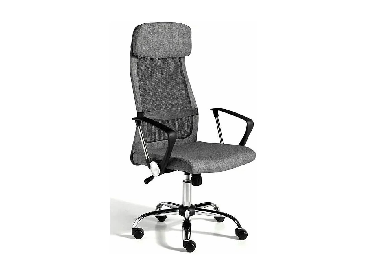 Fauteuil de bureau réglable tissu et pieds en acier gris Nialo