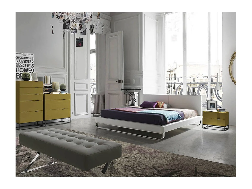 Chiffonnier 5 tiroirs bois laqué et acier noir Ciora-Couleur Country