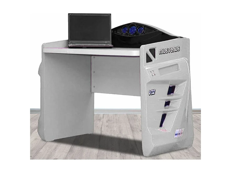Bureau enfant blanc Pilote de course