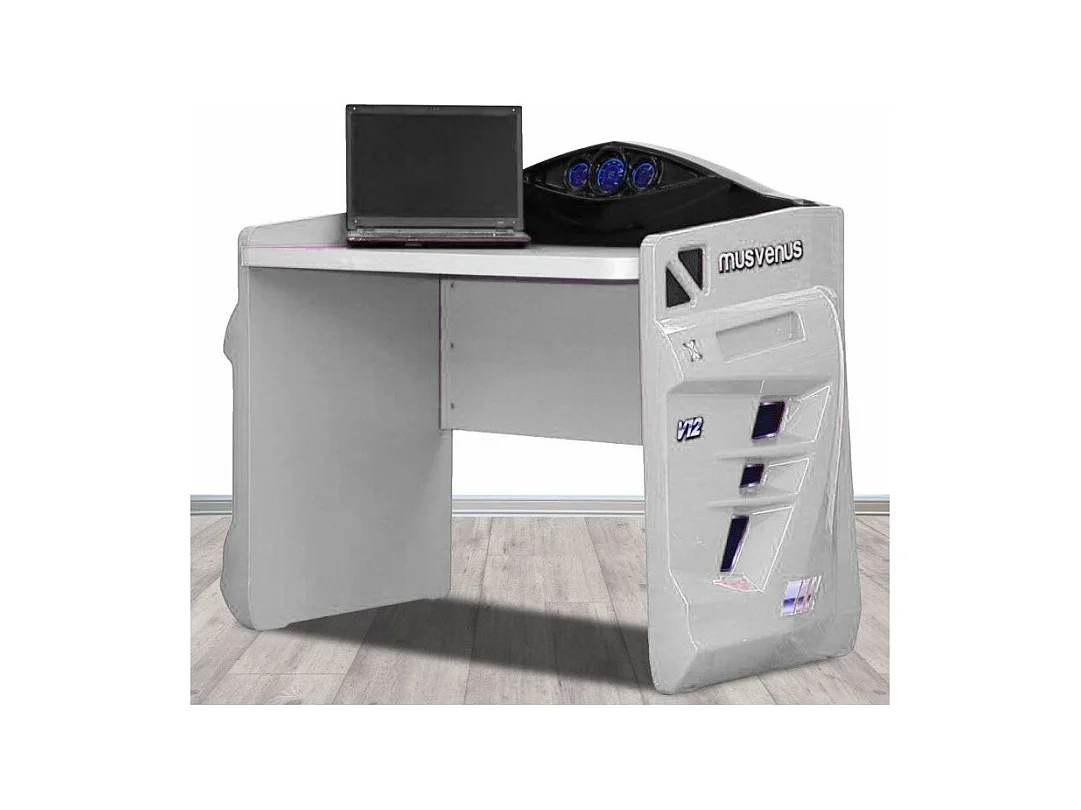 Bureau enfant blanc Pilote de course