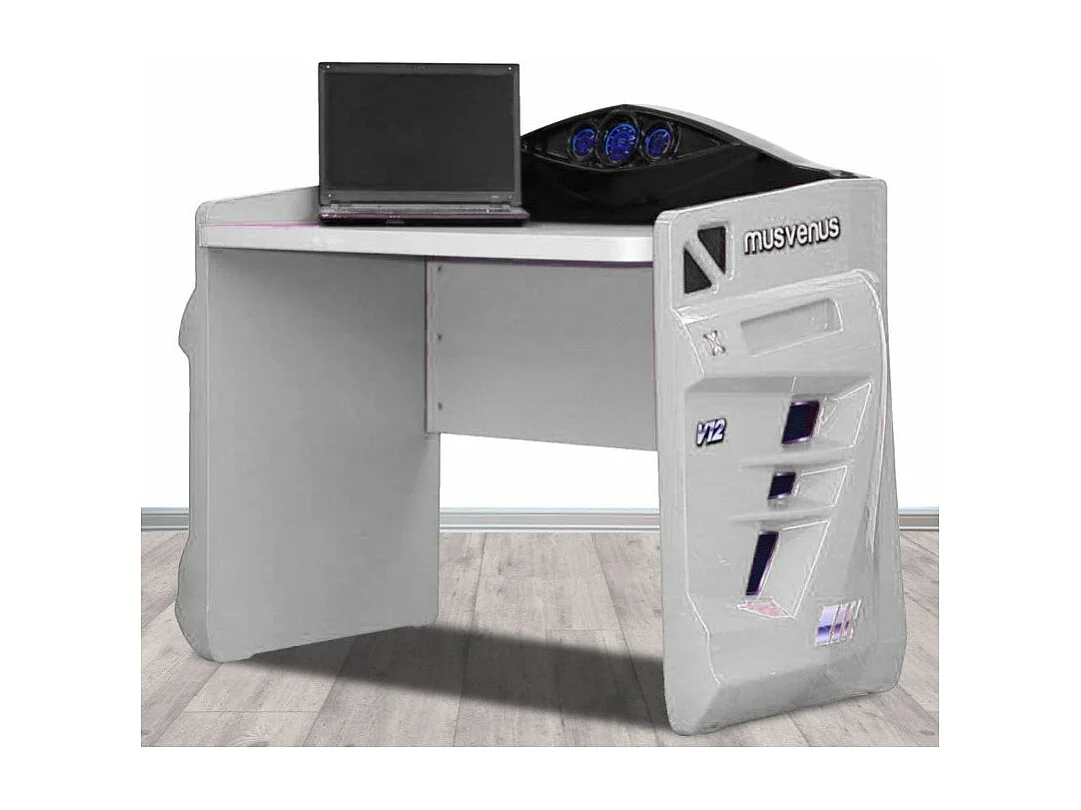 Bureau enfant blanc Pilote de course