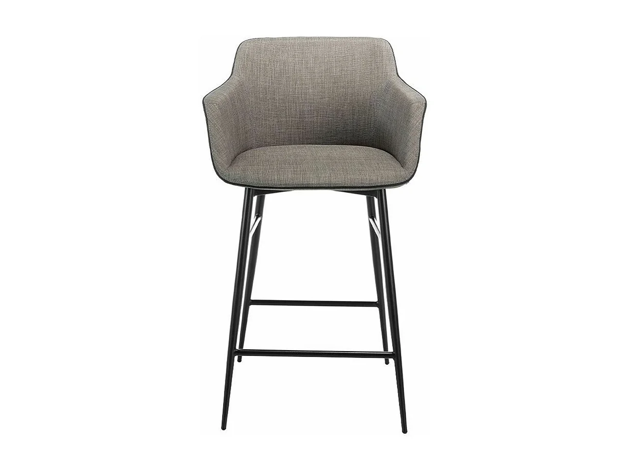 Chaise haute en tissu gris et pieds acier noir Paula - Lot de 2-Couleur Aqua 02 Crème