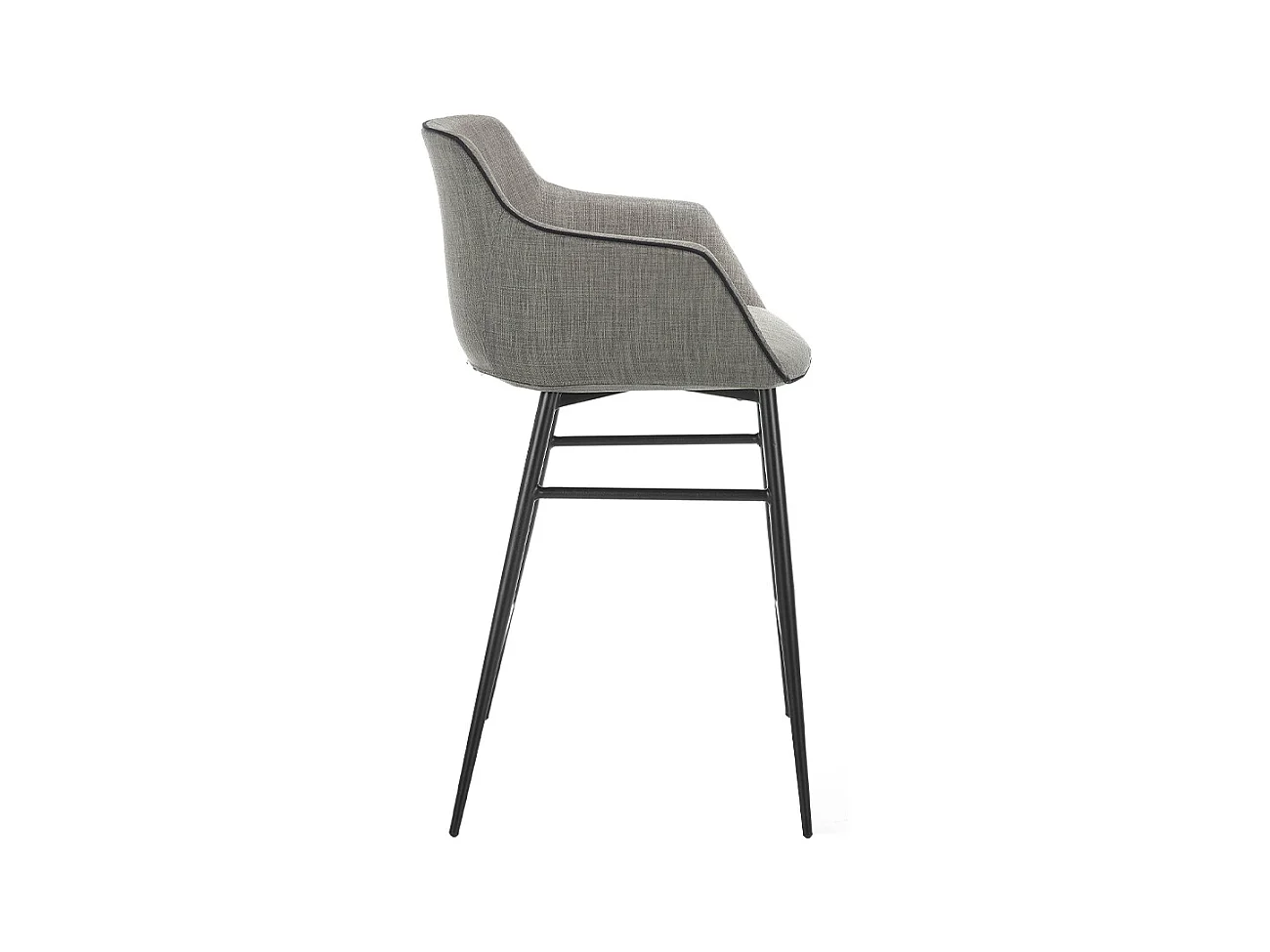 Chaise haute en tissu gris et pieds acier noir Paula - Lot de 2-Couleur Aqua 82 Taupe