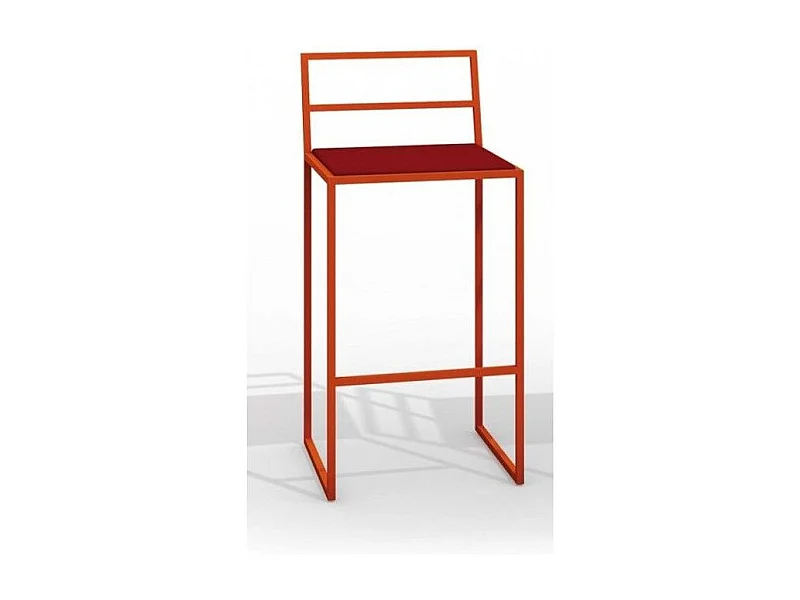 Taburete de bar Lelo de metal y tela roja