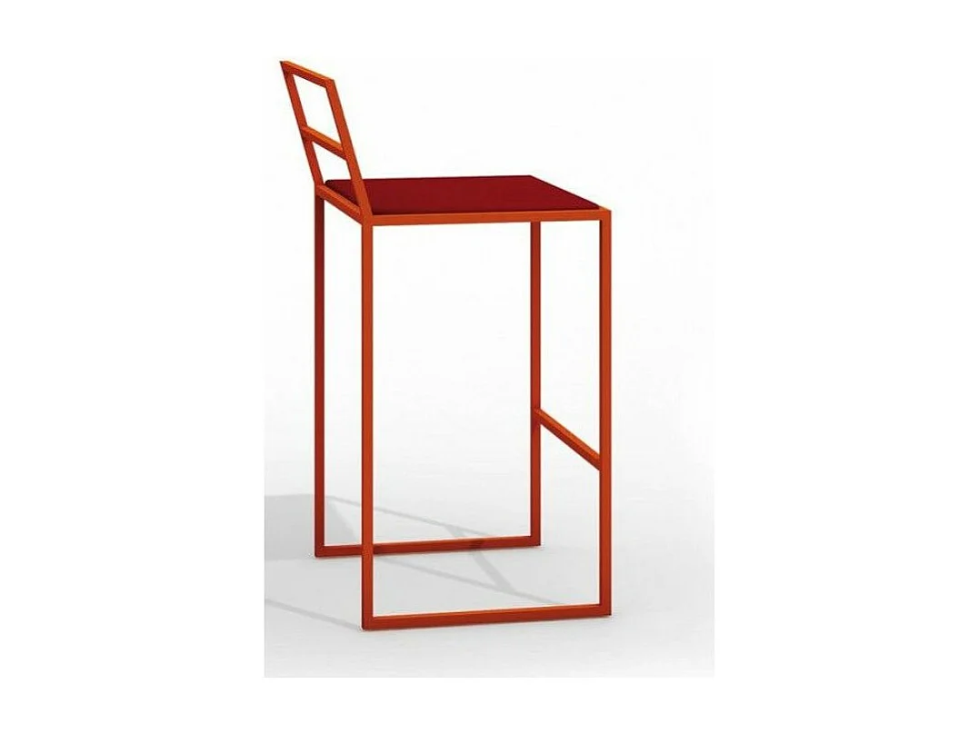 Taburete de bar Lelo de metal y tela roja