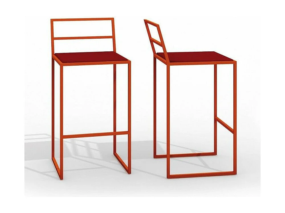 Taburete de bar Lelo de metal y tela roja