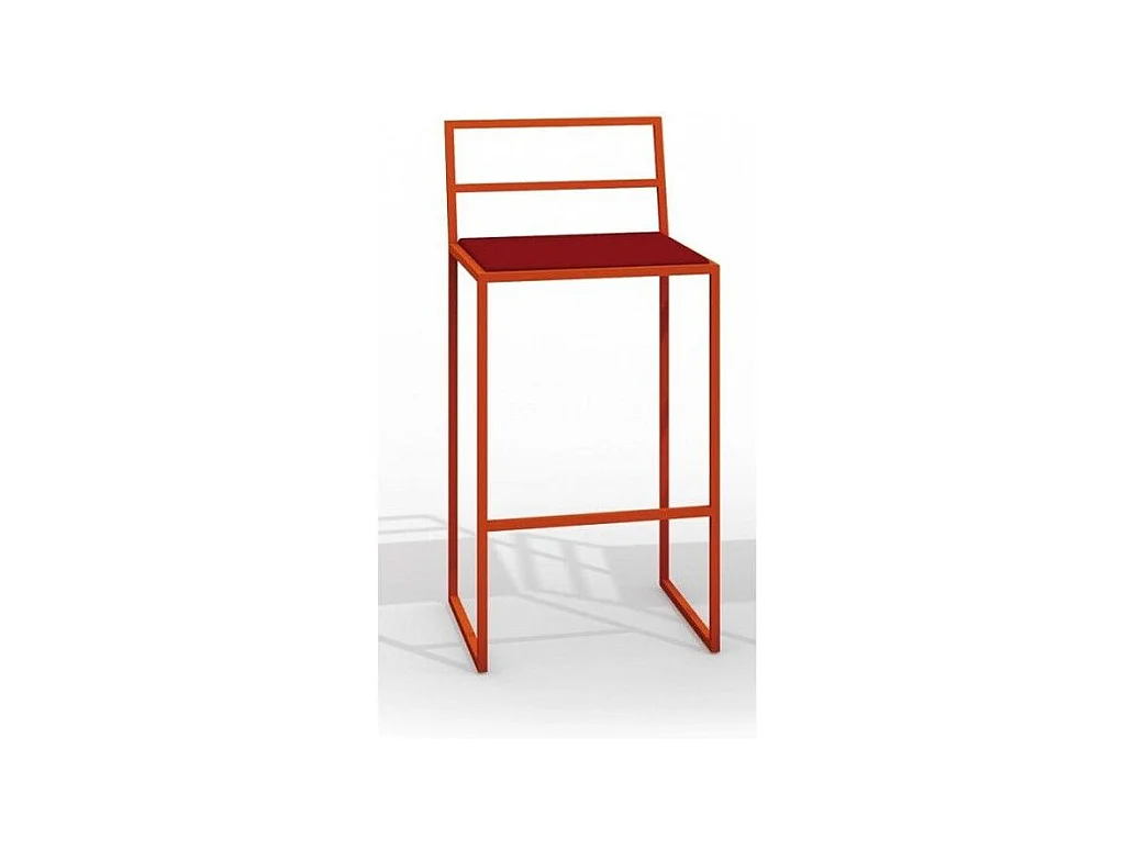 Tabouret de bar en métal et tissu rouge Lelo