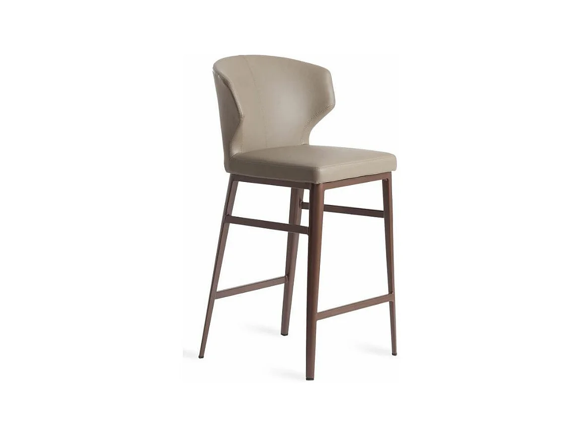Chaise haute similicuir et acier Akaiky - Lot de 2-Couleur Aqua 18 Taupe foncé