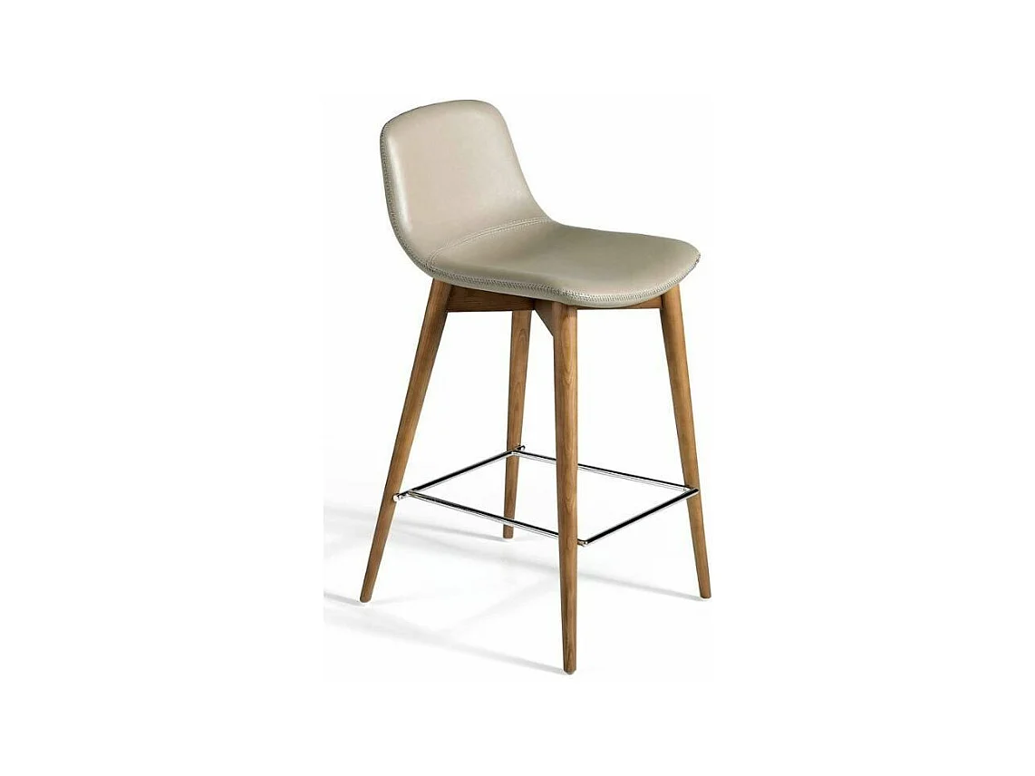 Chaise haute similicuir et pieds bois frêne massif Pandora - lot de 2-Couleur Aqua 00 Blanc