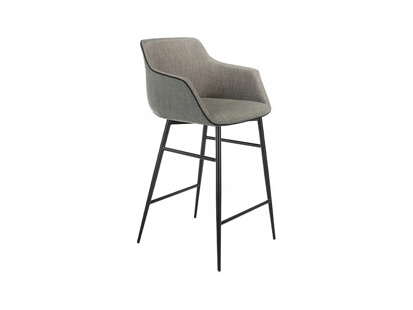 Chaise haute en tissu gris et pieds acier noir Paula - Lot de 2-Couleur Aqua 23 Chocolat