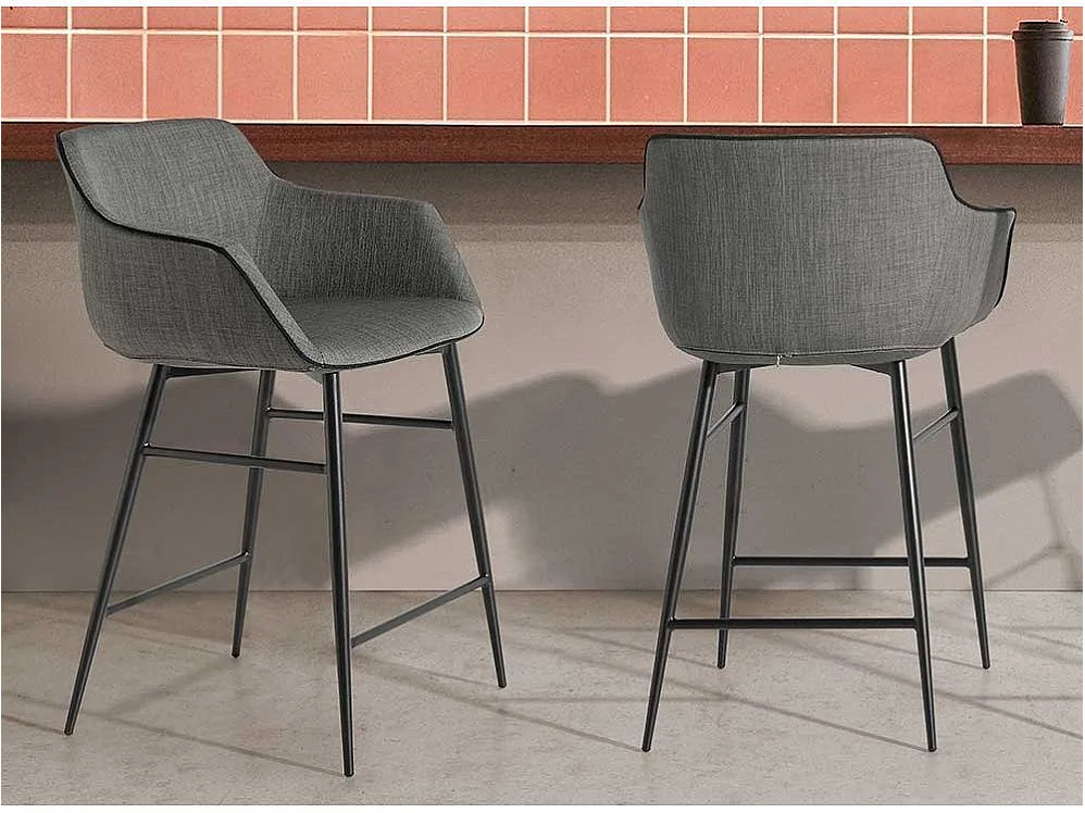 Paula kinderstoel in grijze stof en zwart stalen poten - Set van 2-Kleur Aqua 23 Chocolade