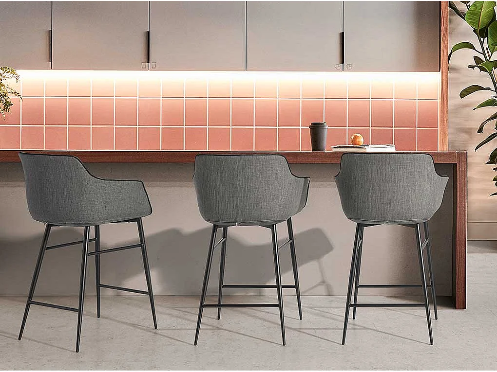 Paula kinderstoel in grijze stof en zwart stalen poten - Set van 2-Kleur Aqua 23 Chocolade