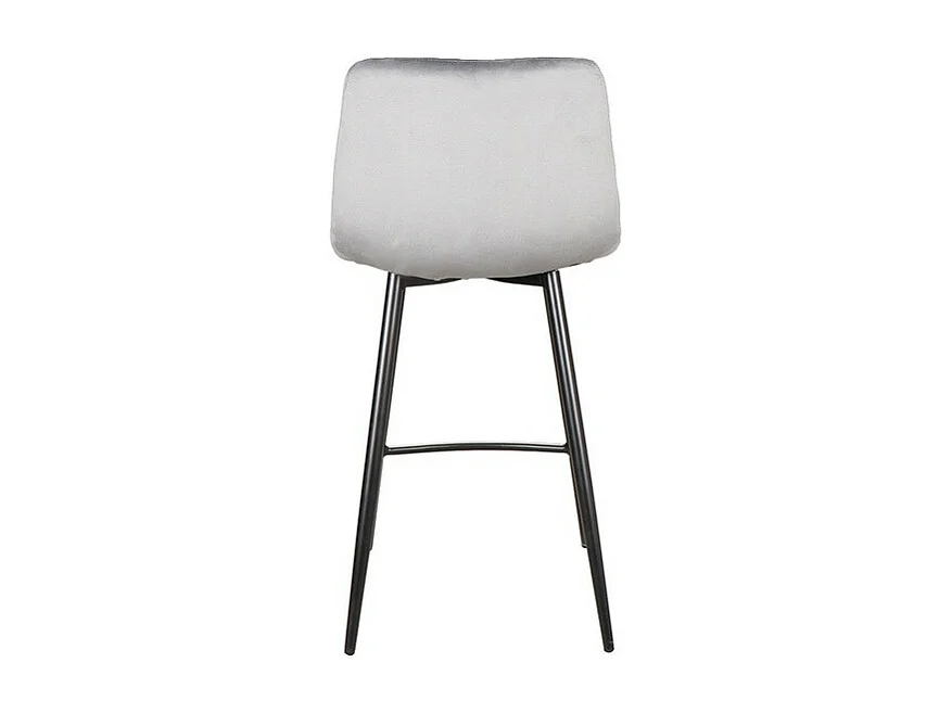 Tabouret en velours matelassé et pieds en métal noir Kozia-Couleur Gris