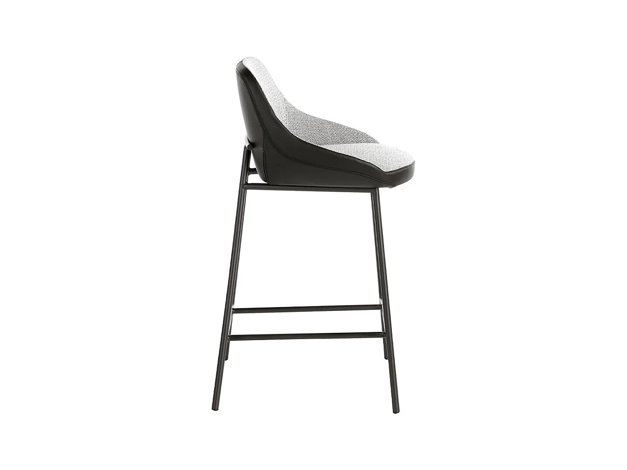 Chaise haute tissu et cuir éco et pieds acier Pino - Lot de 2-Couleur Aqua 82 Taupe