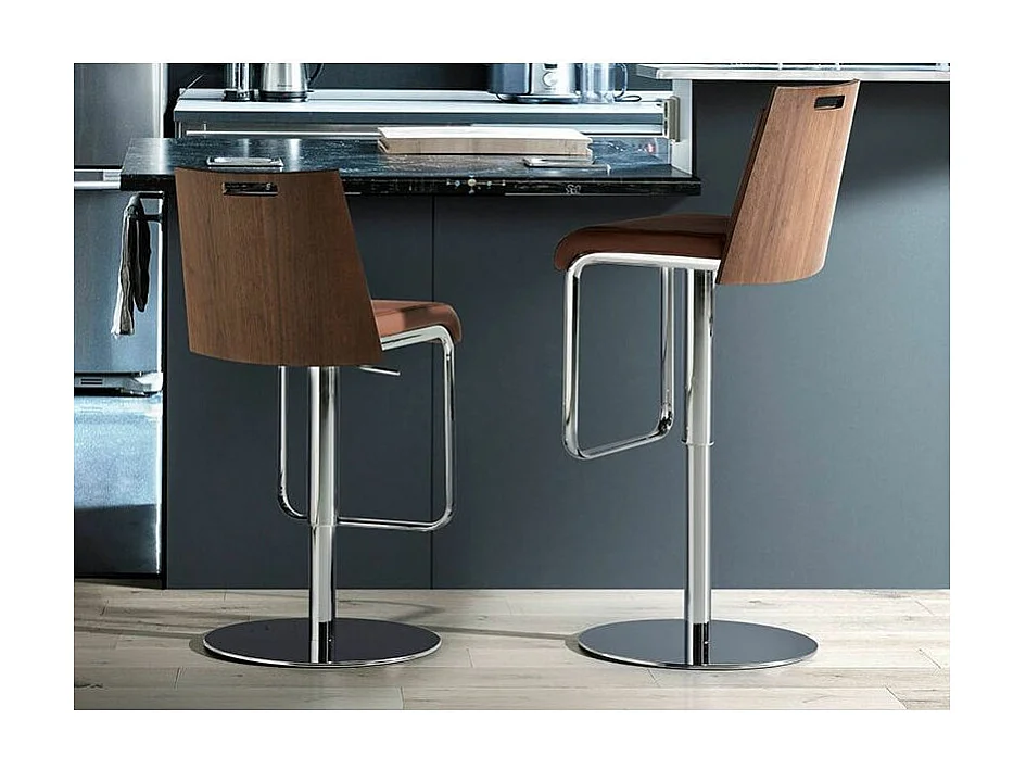 Chaise haute réglable similicuir marron et acier Zoé - Lot de 2-Couleur Aqua 02 Crème