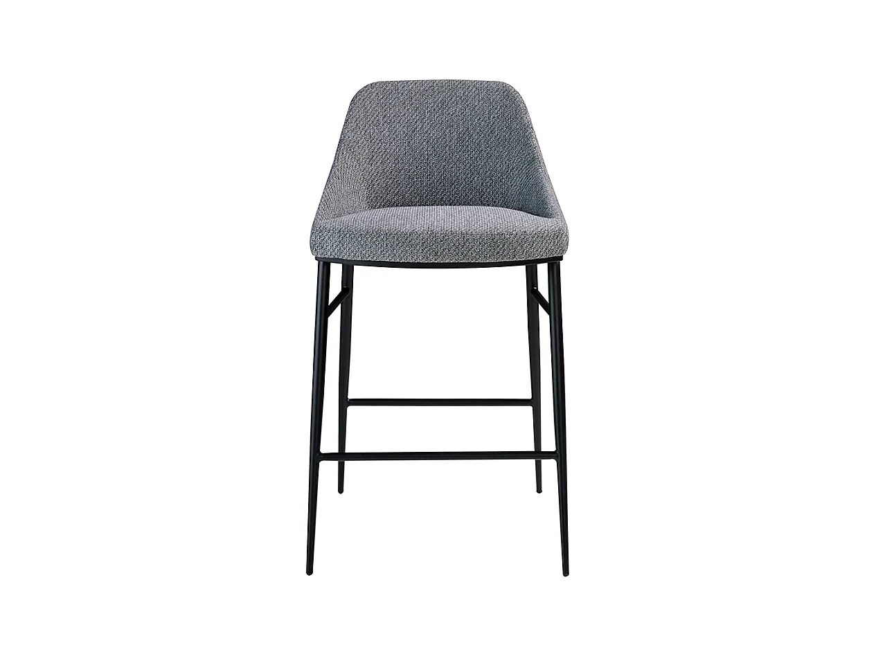 Chaise haute tissu gris et pieds en acier noir Padou - lot de 2-Couleur Aqua 00 Blanc