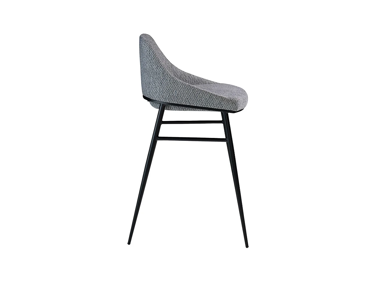 Chaise haute tissu gris et pieds en acier noir Padou - lot de 2-Couleur Aqua 00 Blanc