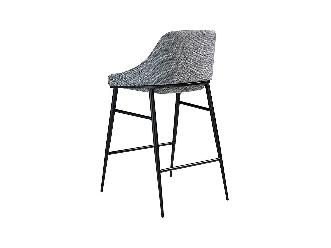 Chaise haute tissu gris et pieds en acier noir Padou - lot de 2-Couleur Aqua 00 Blanc