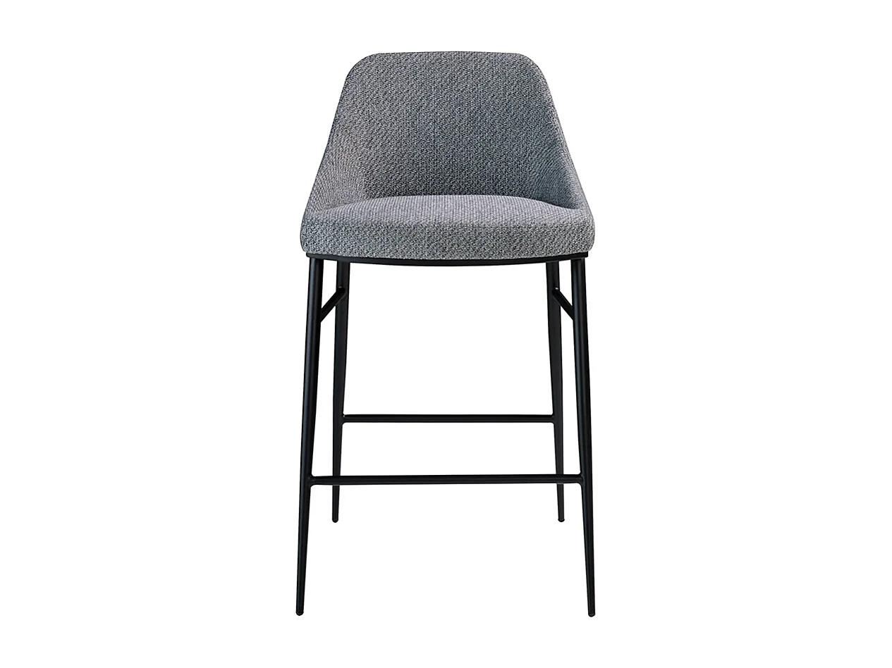 Chaise haute tissu gris et pieds en acier noir Padou - lot de 2-Couleur Aqua 00 Blanc