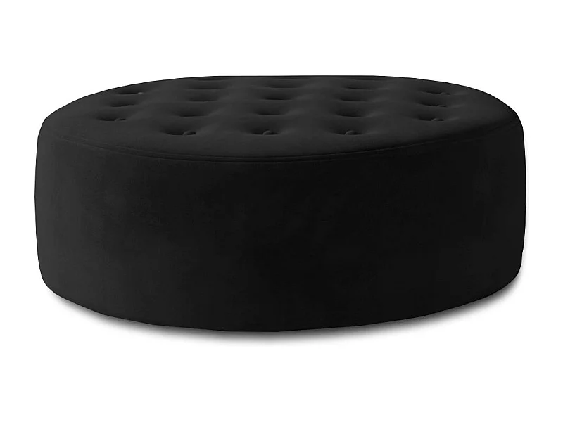 Pouf rond matelassé velours noir Styla 70cm