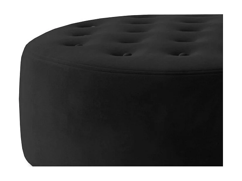 Styla zwart fluwelen gewatteerde ronde poef 70 cm