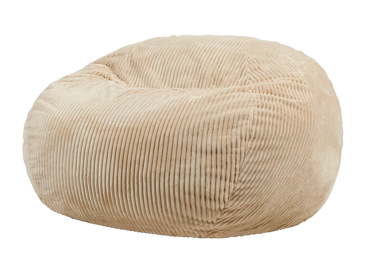 Pouf fauteuil géant en mousse expansible et velours côtelé beige - NIMBUS