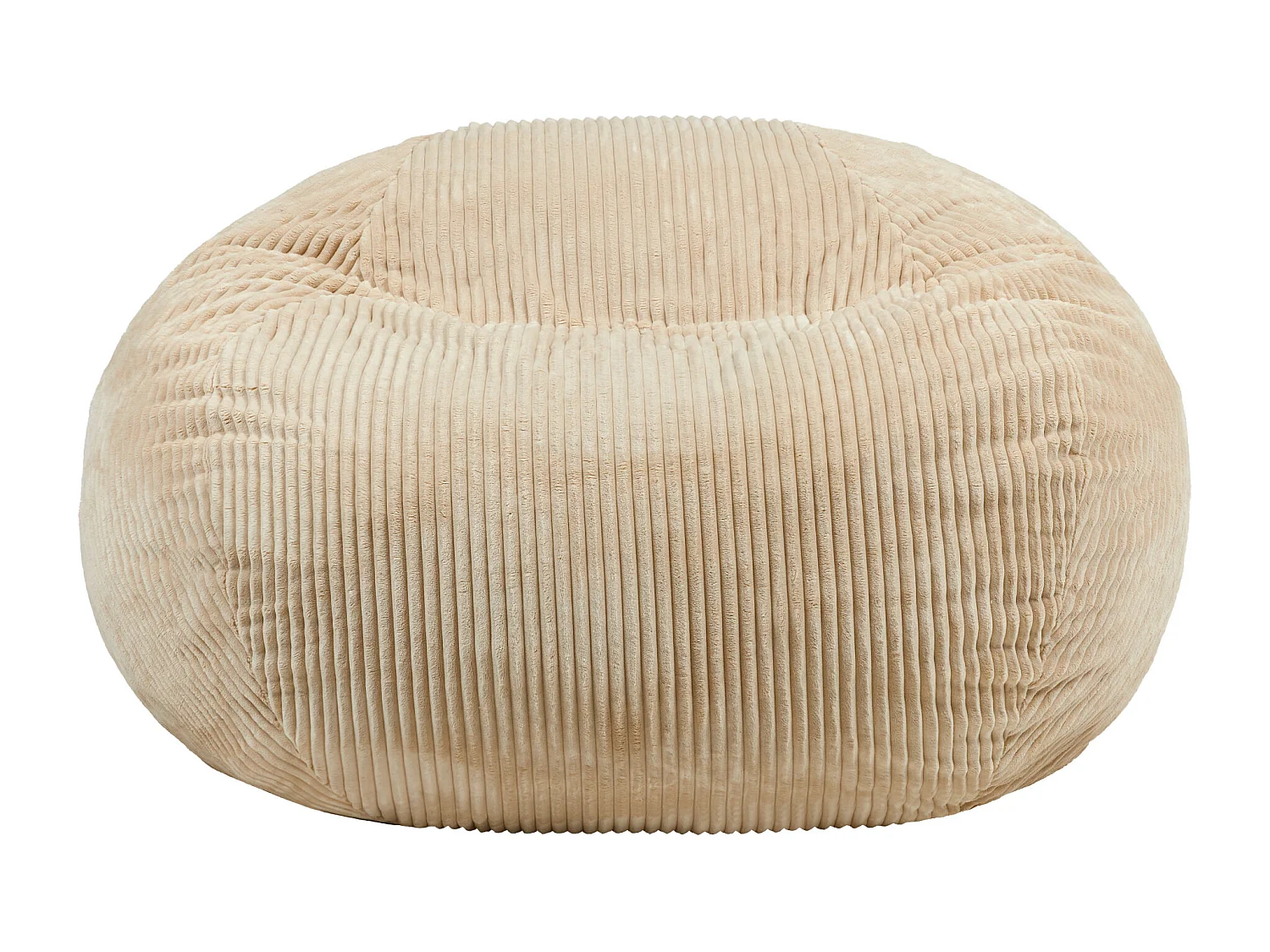 Pouf fauteuil géant en mousse expansible et velours côtelé beige - NIMBUS