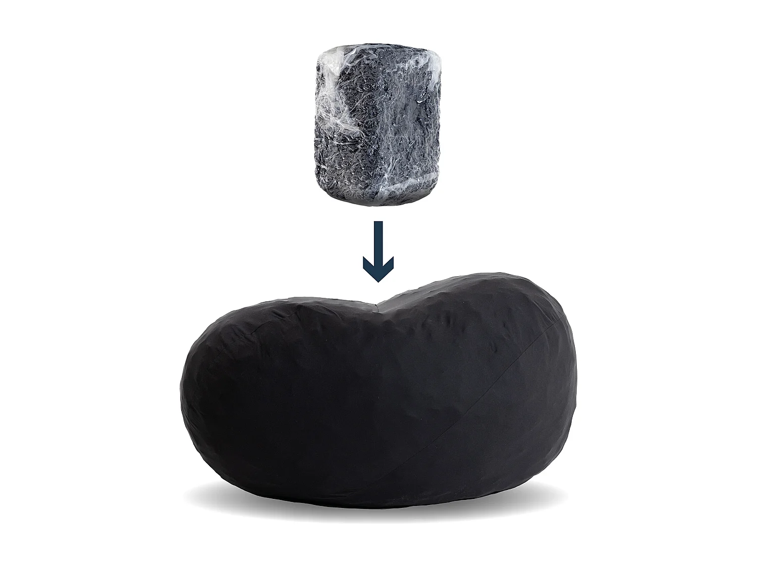 Pouf fauteuil géant en mousse expansible et velours côtelé beige - NIMBUS